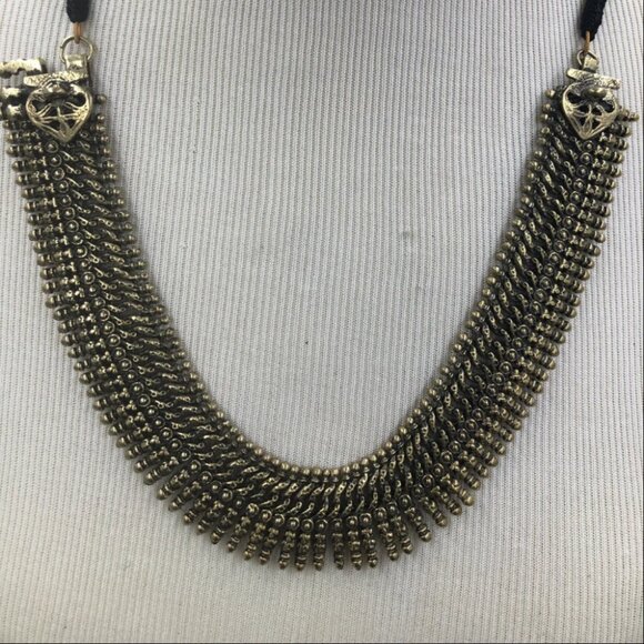 Afghan Vintage Choker Metal Necklace, Statement Choker, Traditional Handmade - Picture 3 of 9